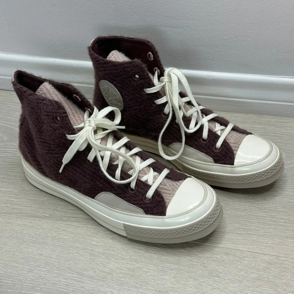 Converse Chuck 70 Hi Cozy Utility Womens 9 Burgundy Fuzzy Sneakers A01339C‎